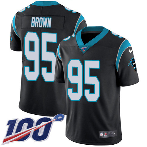Nike Panthers #95 Derrick Brown Black Team Color Youth Stitched NFL 100th Season Vapor Untouchable Limited Jersey